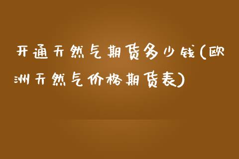 开通天然气期货多少钱(欧洲天然气价格期货表)