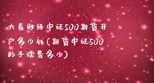 大麦财经中证500期货开户多少钱(期货中证500的手续费多少)