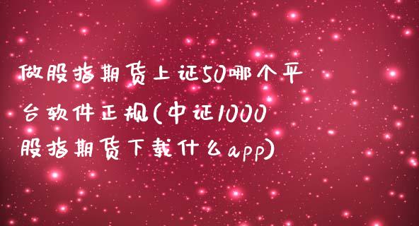 做股指期货上证50哪个平台软件正规(中证1000股指期货什么)