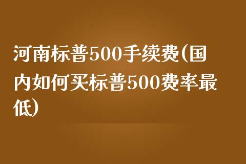 河南标普500手续费(国内如何买标普500费率最低)