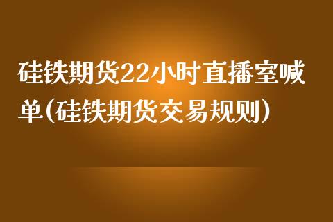 硅铁期货22小时直播室喊单(硅铁期货交易规则)