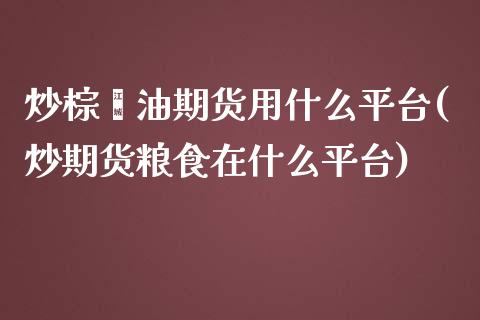 炒棕榈油期货用什么平台(炒期货粮食在什么平台)