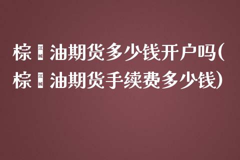 棕榈油期货多少钱开户吗(棕榈油期货手续费多少钱)