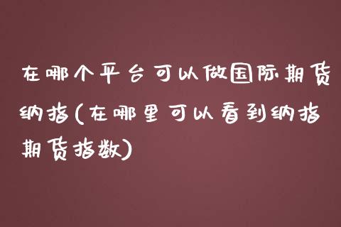 在哪个平台可以做国际期货纳指(在哪里可以看到纳指期货指数)