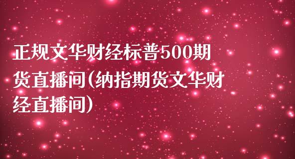 正规文华财经标普500期货直播间(纳指期货文华财经直播间)