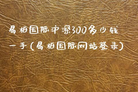 易柏国际沪深300多少钱一手(易柏国际网站登录)