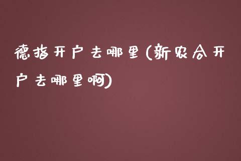 德指开户去哪里(新农合开户去哪里啊)