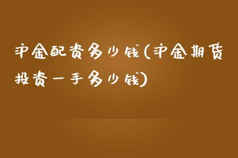 沪金多少钱(沪金期货投资一手多少钱)