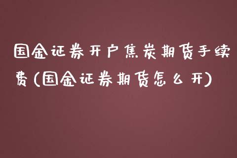 国金证券开户焦炭期货手续费(国金证券期货怎么开)