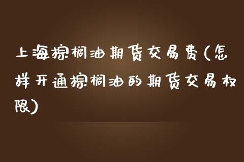 上海棕榈油期货交易费(怎样开通棕榈油的期货交易权限)