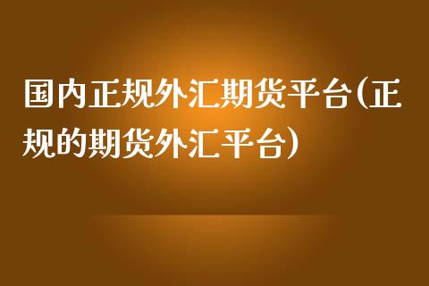 国内正规外汇期货平台(正规的期货外汇平台)